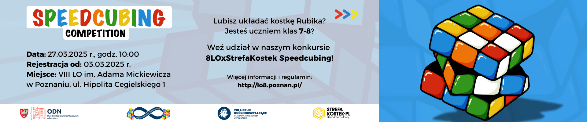 Konkurs układania Kostki Rubika „8LOxStrefaKostek Speedcubing”